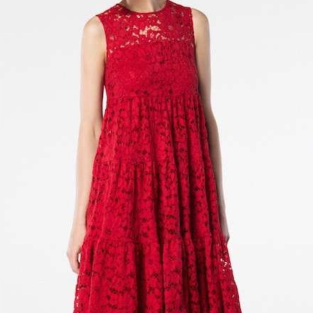 Carolina Herrera Red Lace MIDI Dress